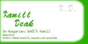 kamill deak business card